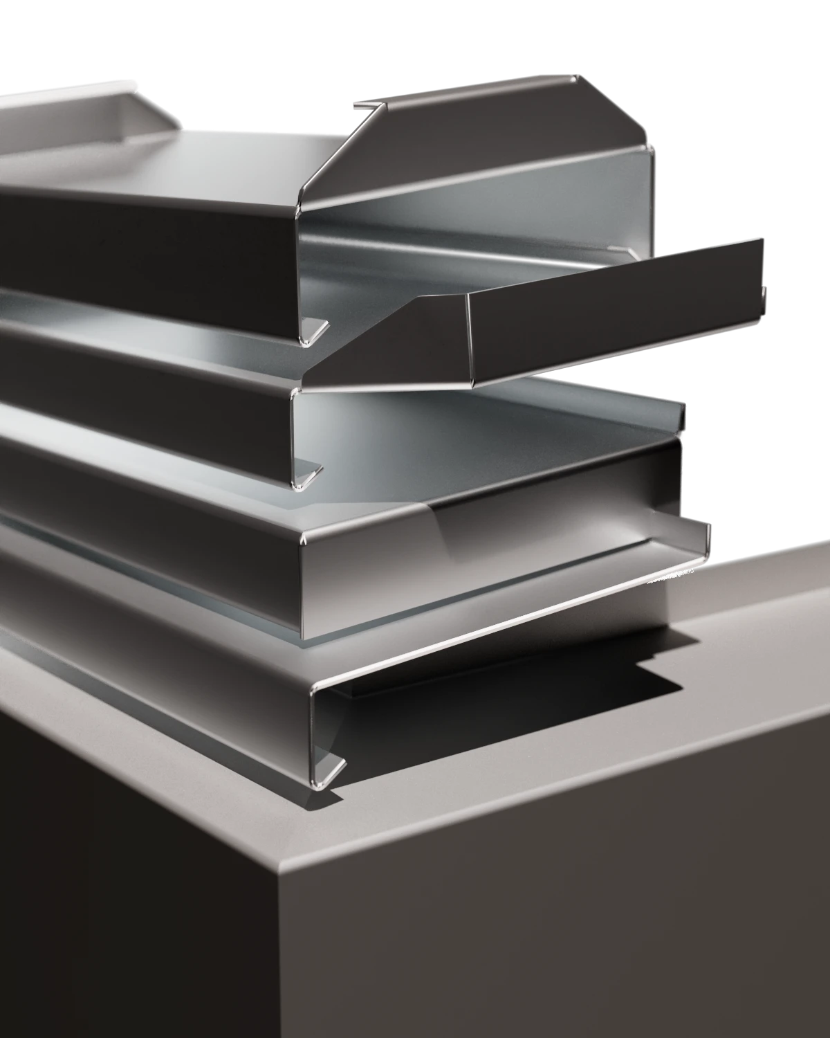 3D-Rendering gestapelter Blechkantteile
