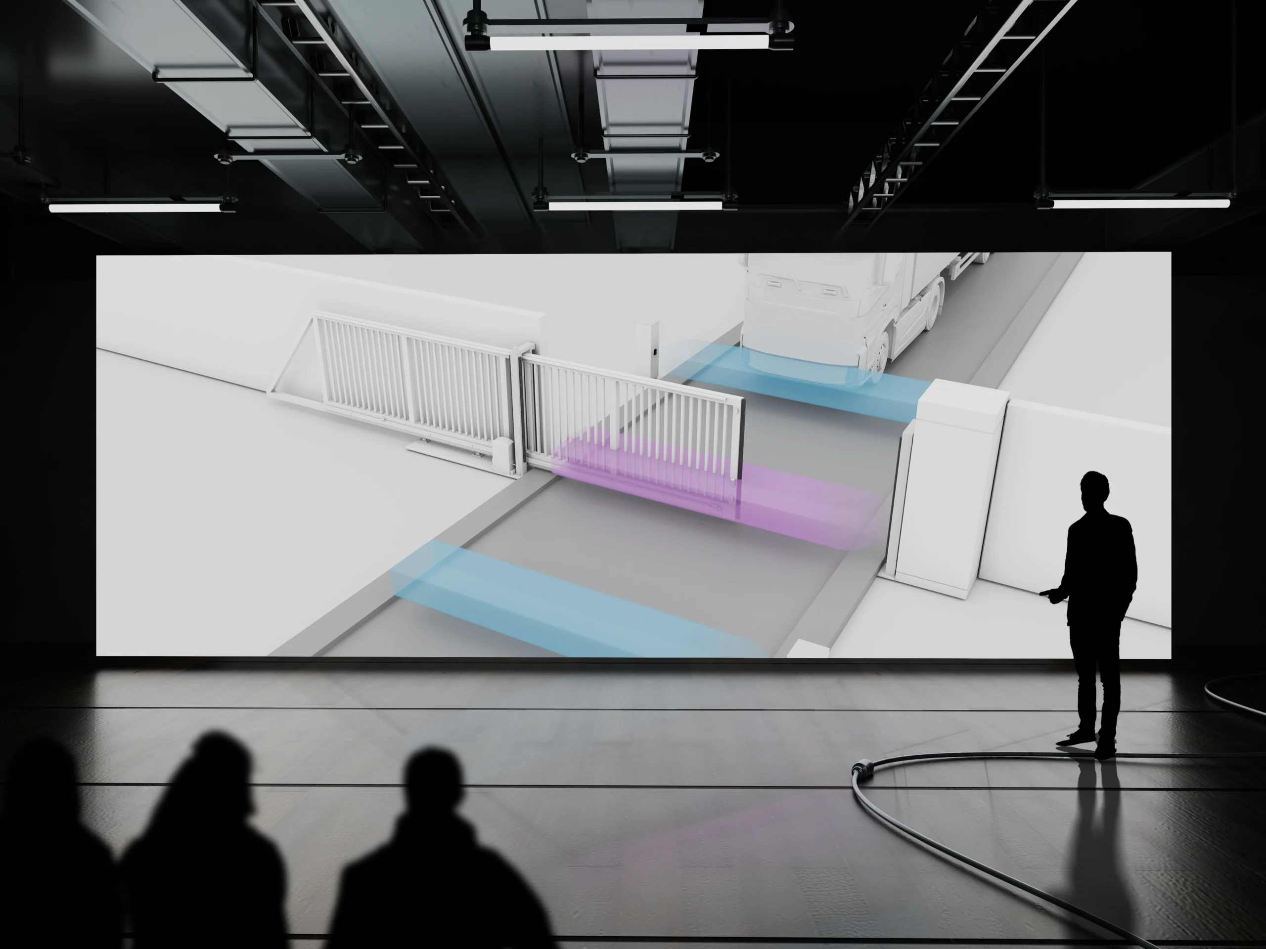 3D-Visualisierung auf Leinwand bei einer Präsentation
