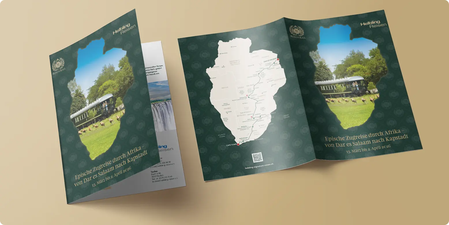 Broschüre für Rovos Rail Reise durch Netframe Studios Agentur