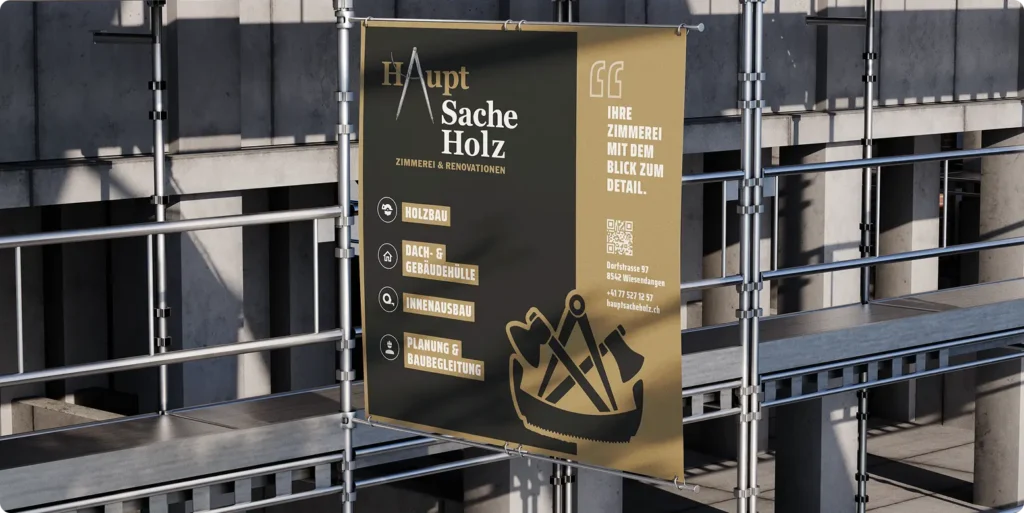 Gestaltung Baustellenblache durch Marketingagentur