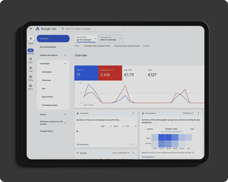 Google Ads professionell für Handwerk durch Netframe Studios in St. Gallen