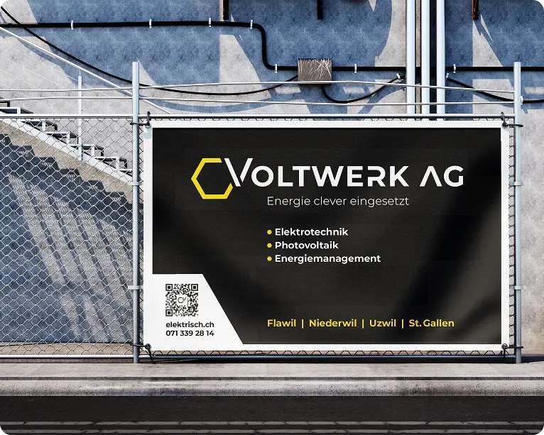 Neue Fahrzeugbeschriftung und Signaletik der Voltwerk AG für mehr Sichtbarkeit in St. Gallen und Wil.