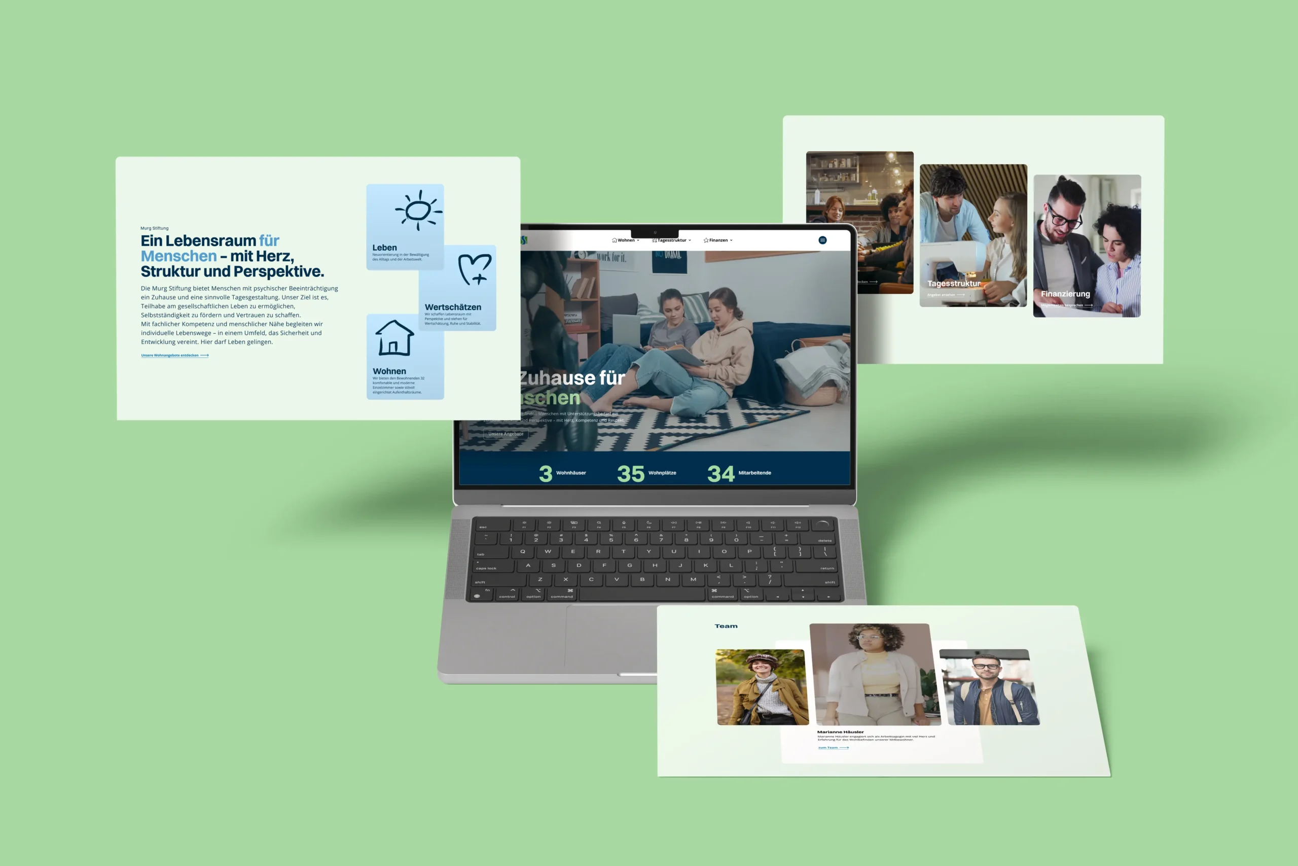 Website-Mockup einer sozialen Stiftung